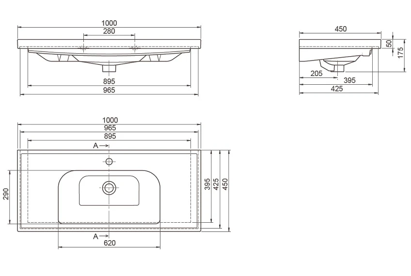 Тумба Вінтаж консольная 100 см з умивальником Frame (Аліканте) - Зображення №9