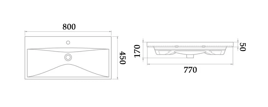 Тумба Еліт консольна 80 см з умивальником Еліт (Білий мат) - Зображення №8