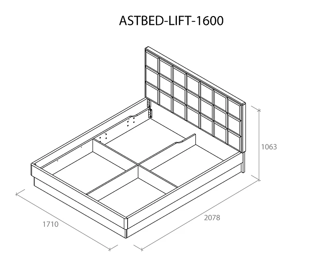 Ліжко Астрід 1600 с підйомним механізмом сірий - Зображення №4