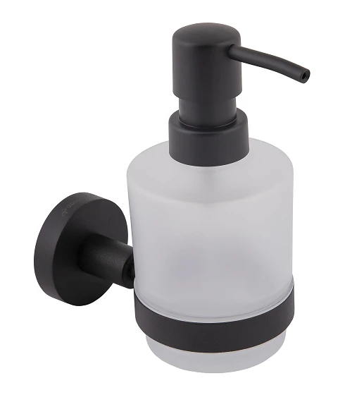 Дозатор для жидкого мыла Глория, стекло, черный матовый 8133 - Изображение №2