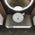 Тумба Манхэттен белый мат со столешницей 100 см и умывальником One 67 см Овал - Изображение №27