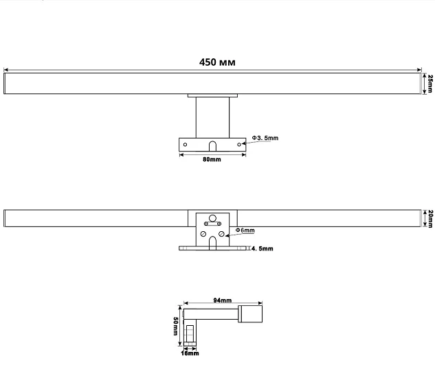 LED підсвітка Delta Lux 45 см, 5W, чорний мат - Зображення №4