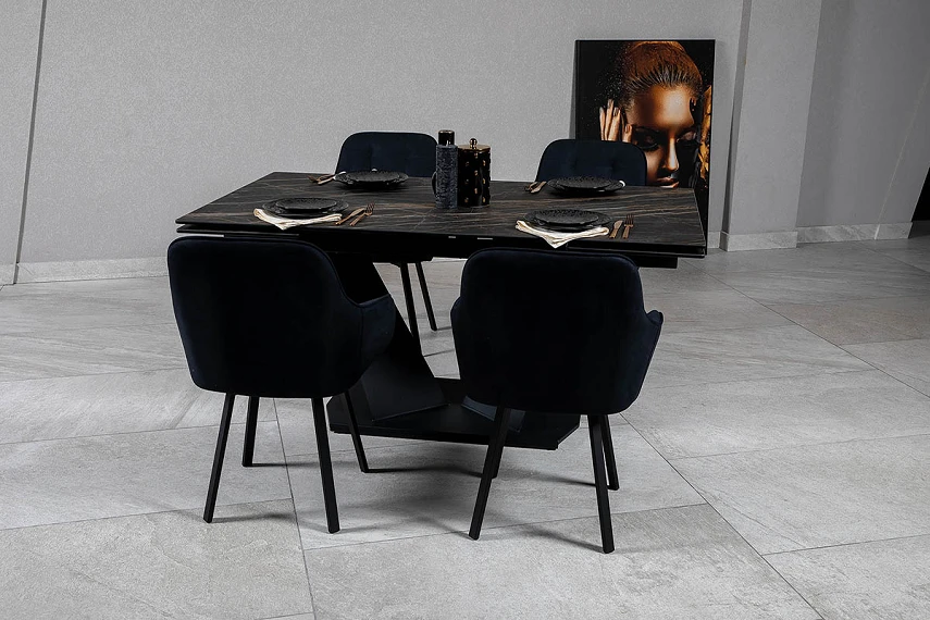 Стол Луара 140(200)*80*76 Laminam Naturali Noir Desir (3mm) - Изображение №4