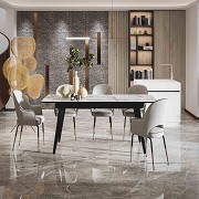 Стіл АТЛАНТА 140(180)*80*76 Laminam Bianco Statuario Venato (5mm) - Зображення №1