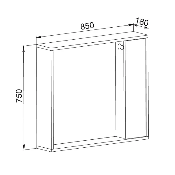 Дзеркало Шельф (нордленд) 85 см з шафою праворуч - Зображення №9