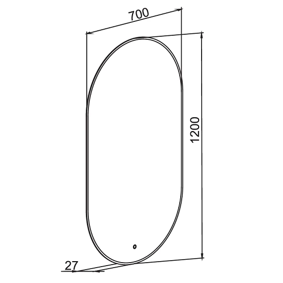 Дзеркало Solar 70x120 см UNI sensor з підсвіткою овальне - Зображення №6