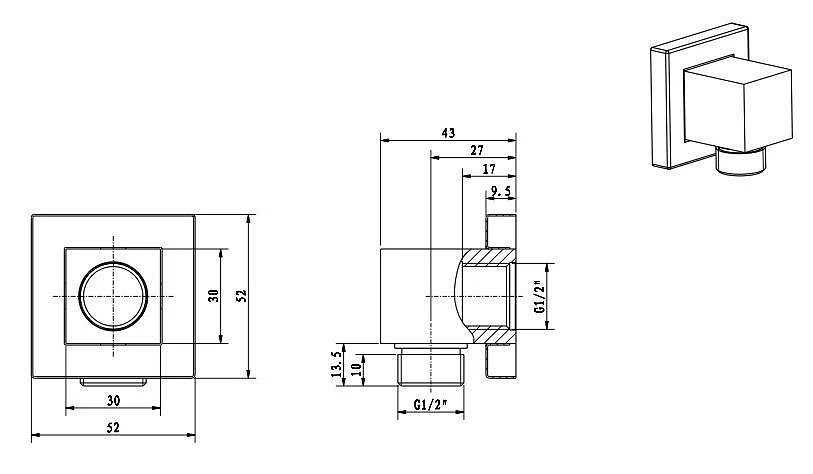 Душовий гарнітур AQVARODOS AVALON Showerset 2/250*250 (L3B038CP+SB007CP+J06+AQUA шланг(1.5)+011CP+001CP+GLR02 лійка) - Зображення №9