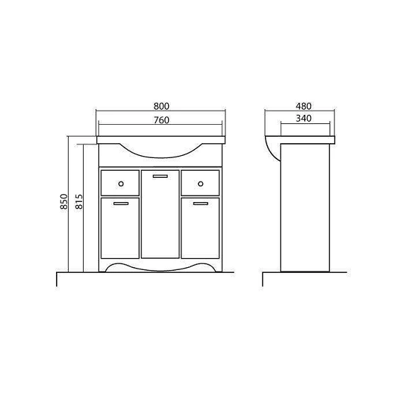 Тумба Классик 80 см с умывальником напольная - Изображение №11